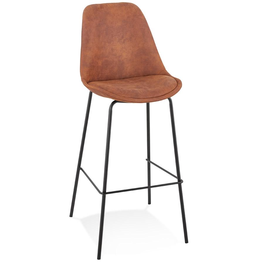 kokoon design TAO' bar stool in brown microfiber and black metal legs