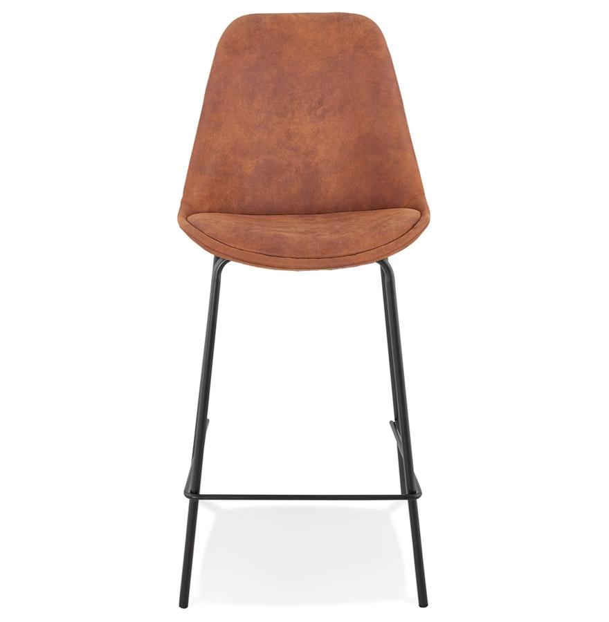 Kokoon Design TAO MINI' Mid-height Snack Stool In Brown Microfiber And Black Metal Legs