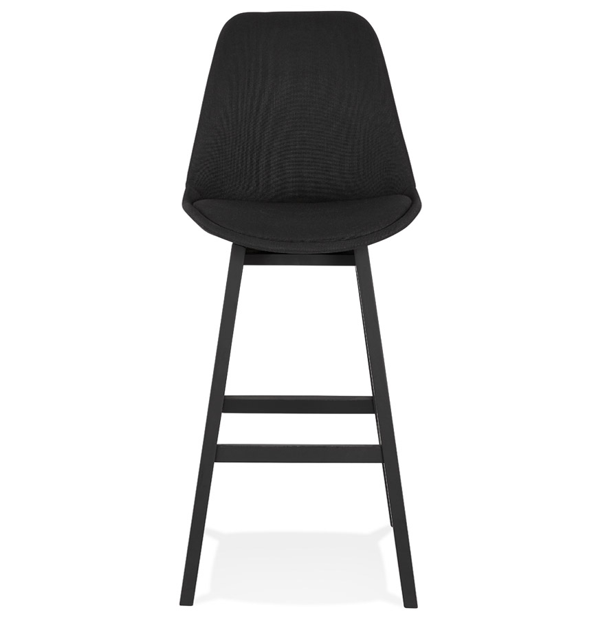 Kokoon Design TERESA' Designer Bar Stool In Black Fabric And Black Wooden Legs