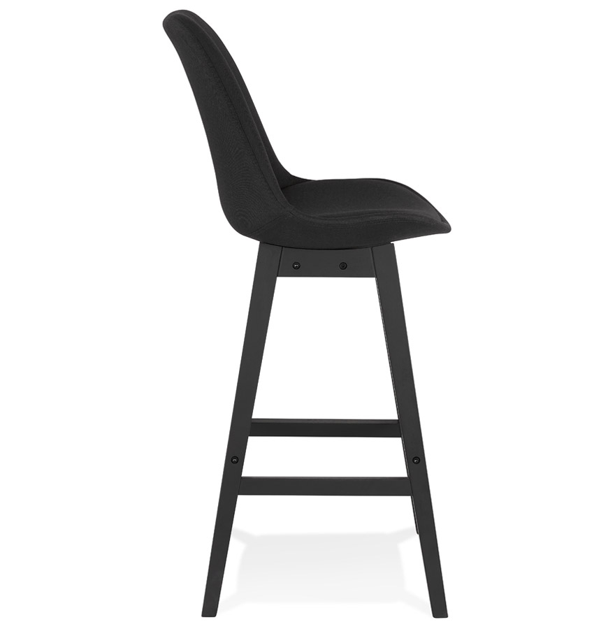 Kokoon Design TERESA' Designer Bar Stool In Black Fabric And Black Wooden Legs