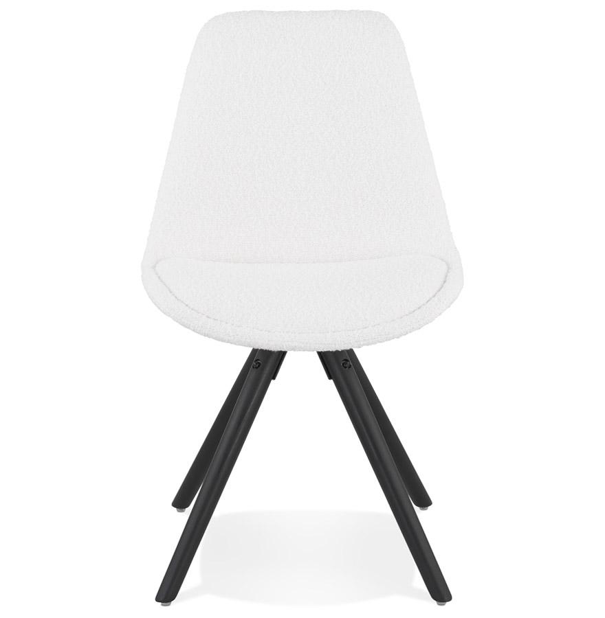 Kokoon Design VALENTINE' Designer Chair In White Pilled Fabric And Black Wooden Legs