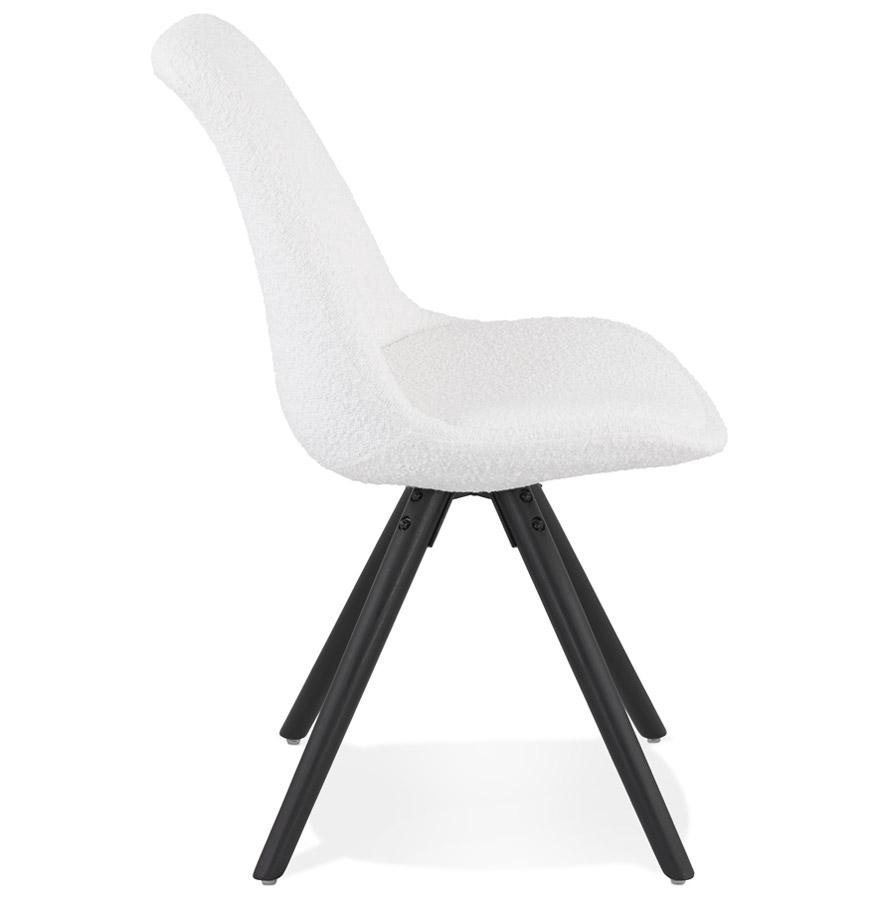 Kokoon Design VALENTINE' Designer Chair In White Pilled Fabric And Black Wooden Legs