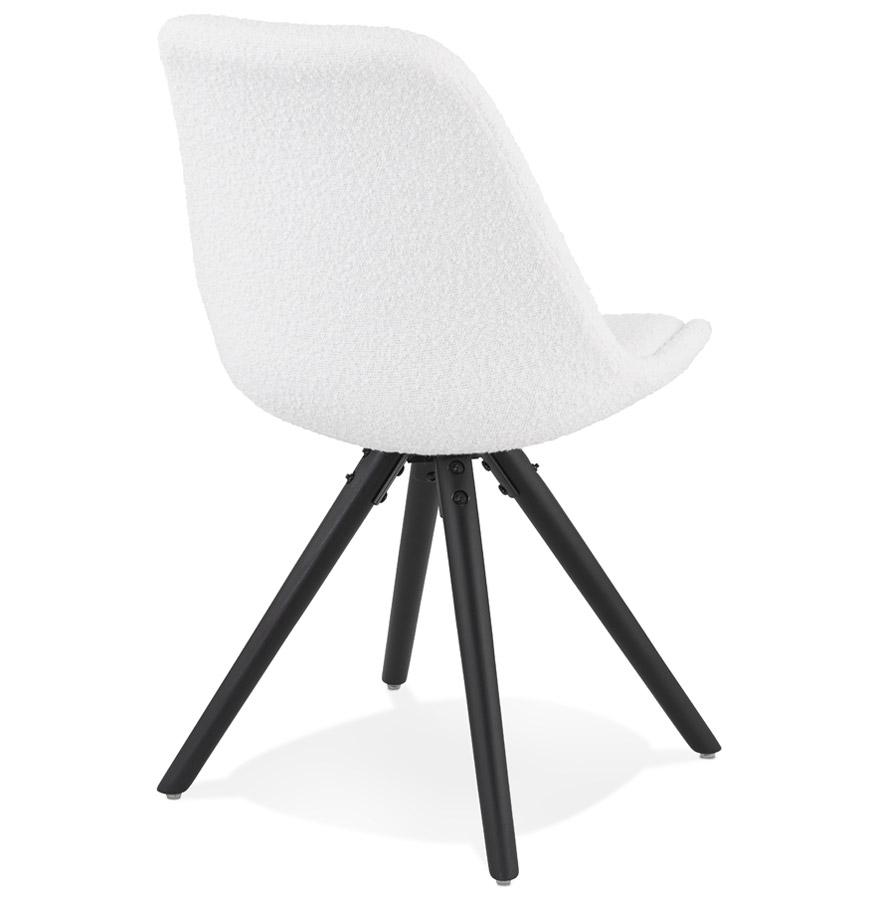 Kokoon Design VALENTINE' Designer Chair In White Pilled Fabric And Black Wooden Legs
