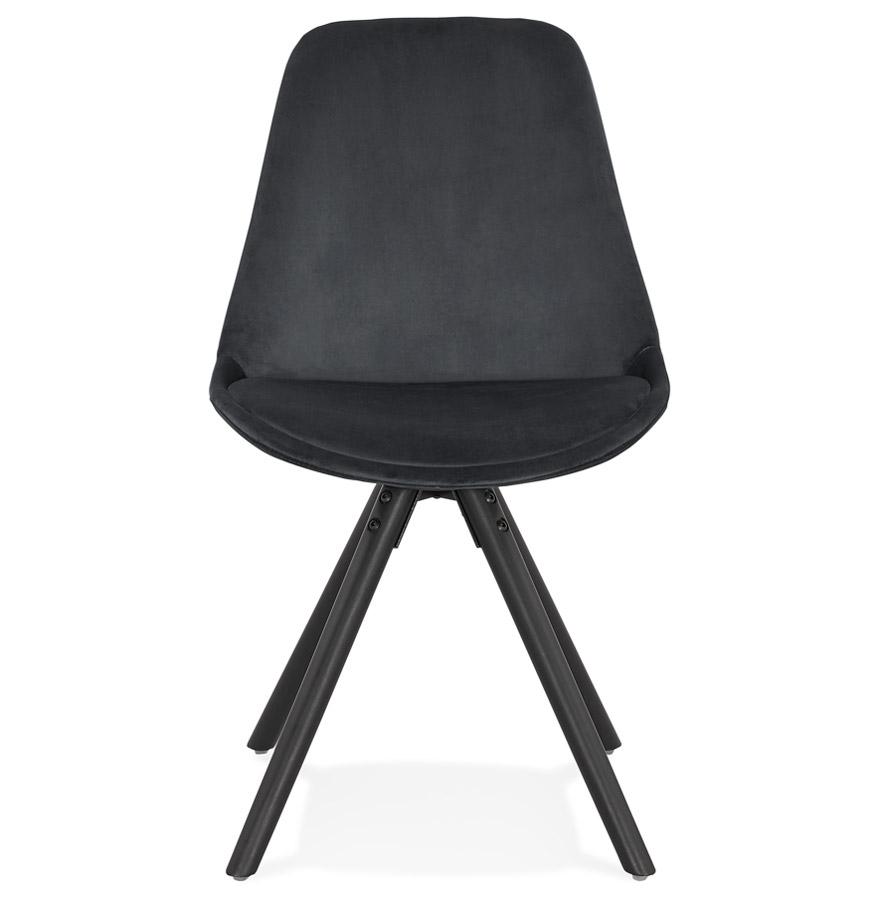 Kokoon Design Vintage 'RICKY' Chair In Black Velvet And Black Wooden Legs