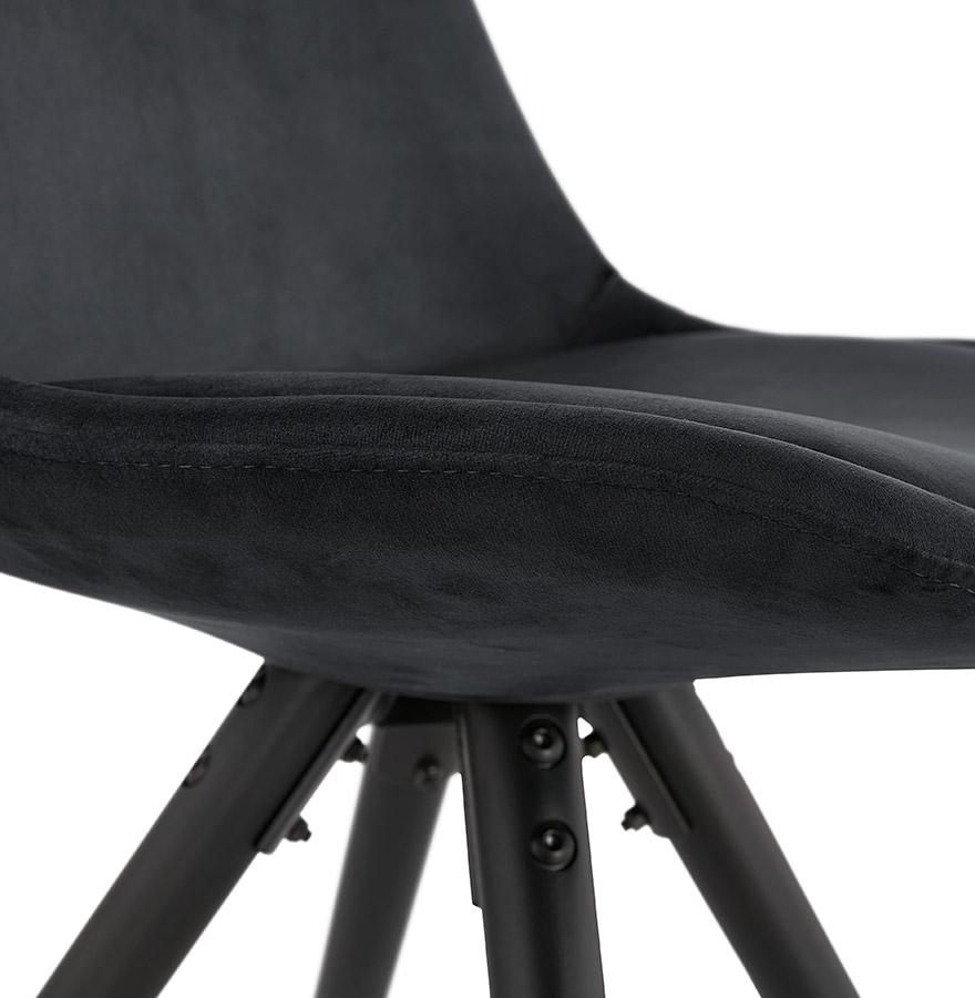 Kokoon Design Vintage 'RICKY' Chair In Black Velvet And Black Wooden Legs