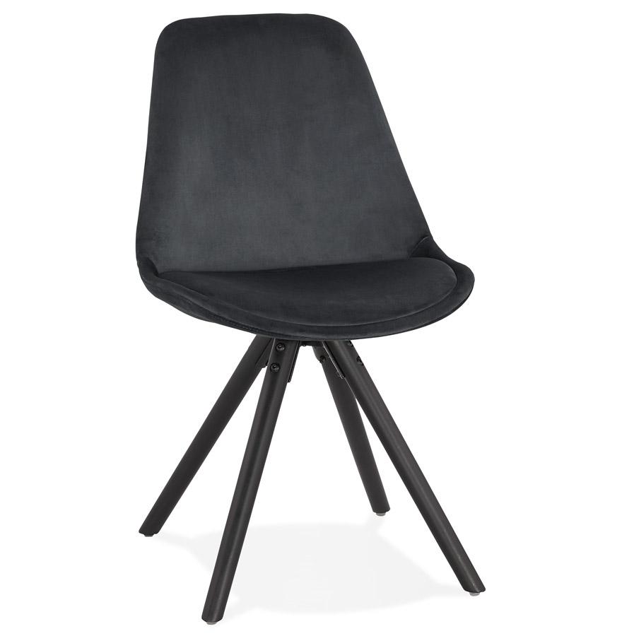 kokoon design Vintage 'RICKY' chair in black velvet and black wooden legs