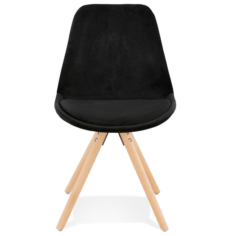 Kokoon Design Vintage 'RICKY' Chair In Black Velvet And Natural Wood Legs
