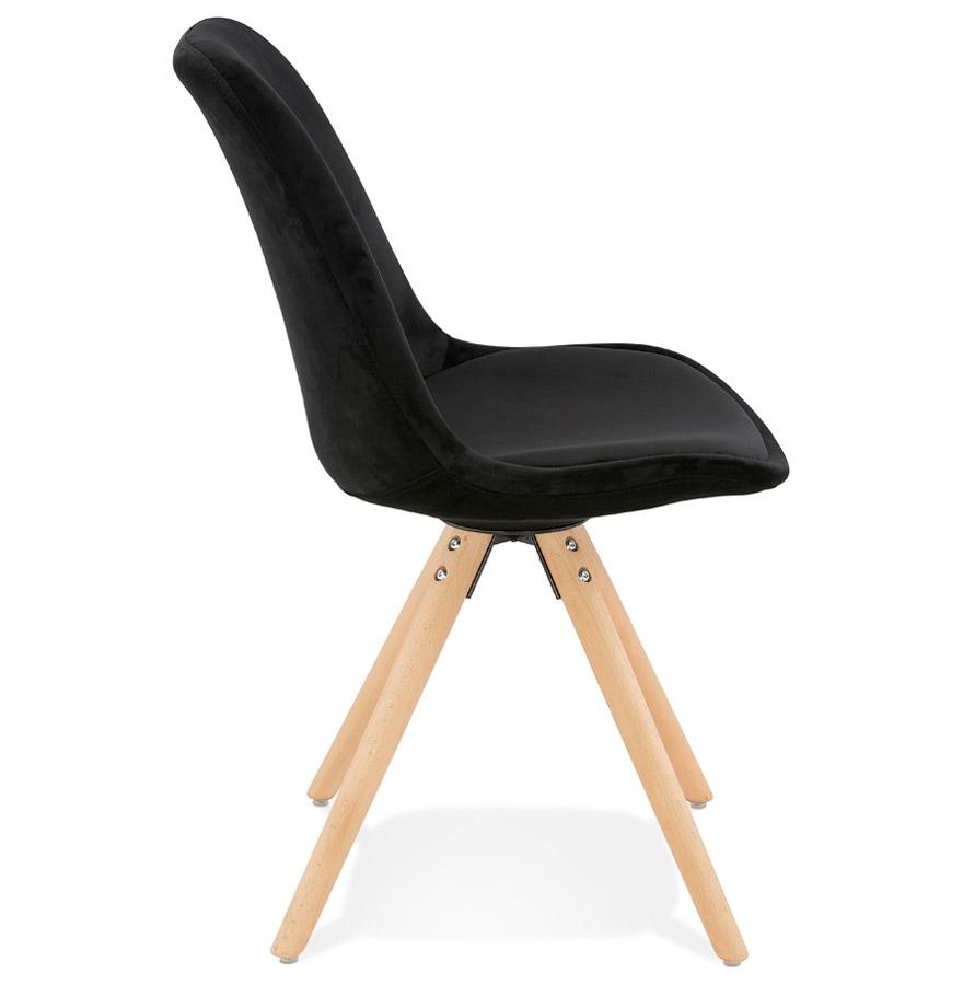 Kokoon Design Vintage 'RICKY' Chair In Black Velvet And Natural Wood Legs