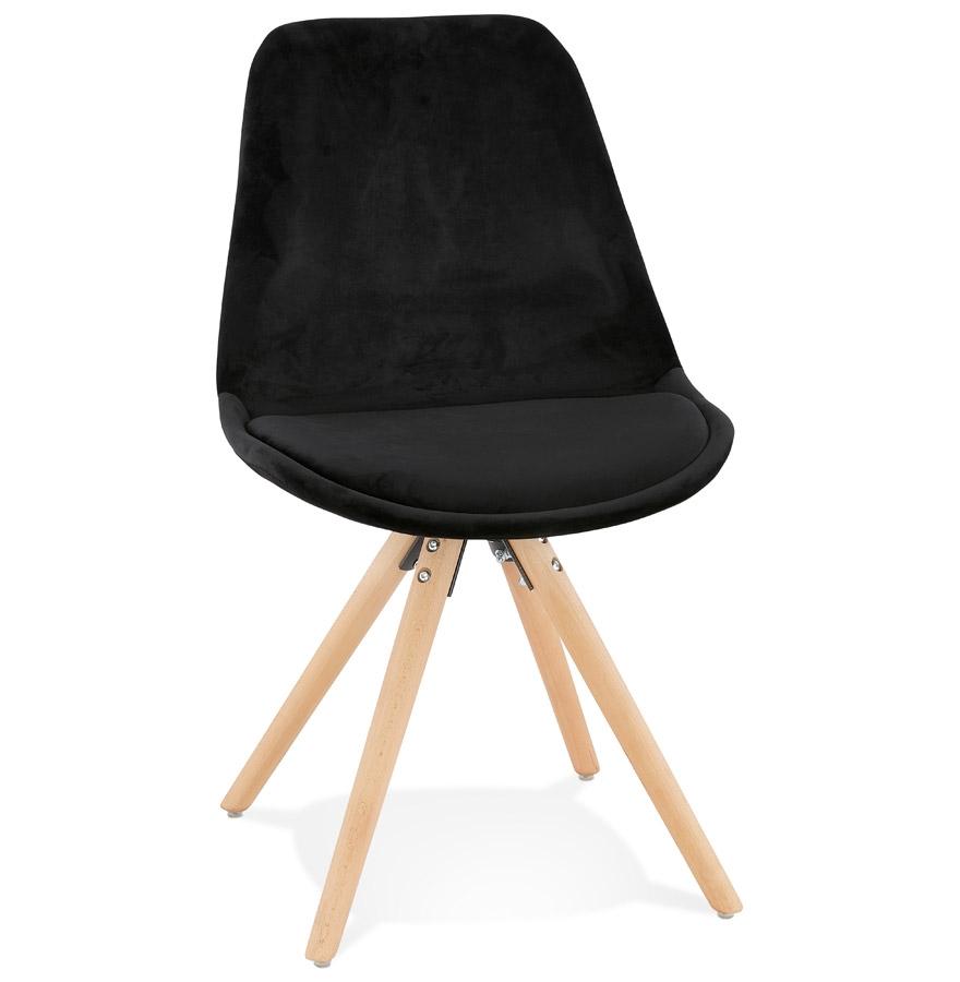kokoon design Vintage 'RICKY' chair in black velvet and natural wood legs