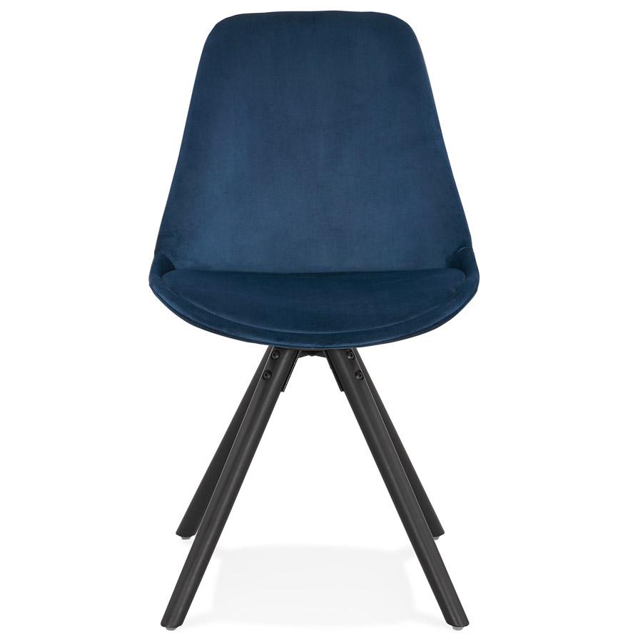 Kokoon Design Vintage 'RICKY' Chair In Blue Velvet And Black Wooden Legs