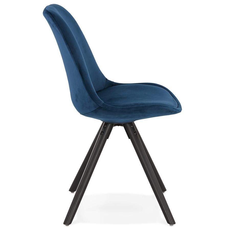 Kokoon Design Vintage 'RICKY' Chair In Blue Velvet And Black Wooden Legs