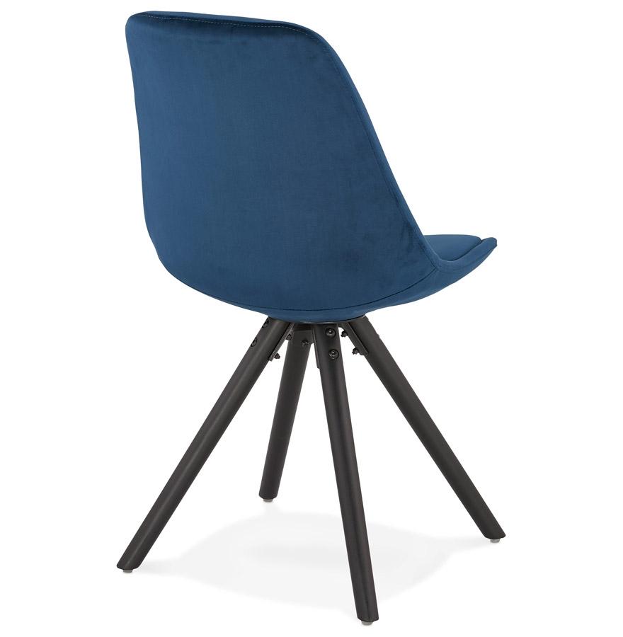 Kokoon Design Vintage 'RICKY' Chair In Blue Velvet And Black Wooden Legs