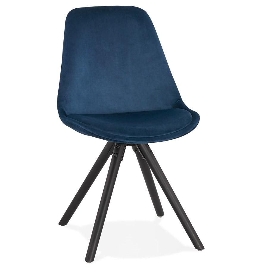 kokoon design Vintage 'RICKY' chair in blue velvet and black wooden legs