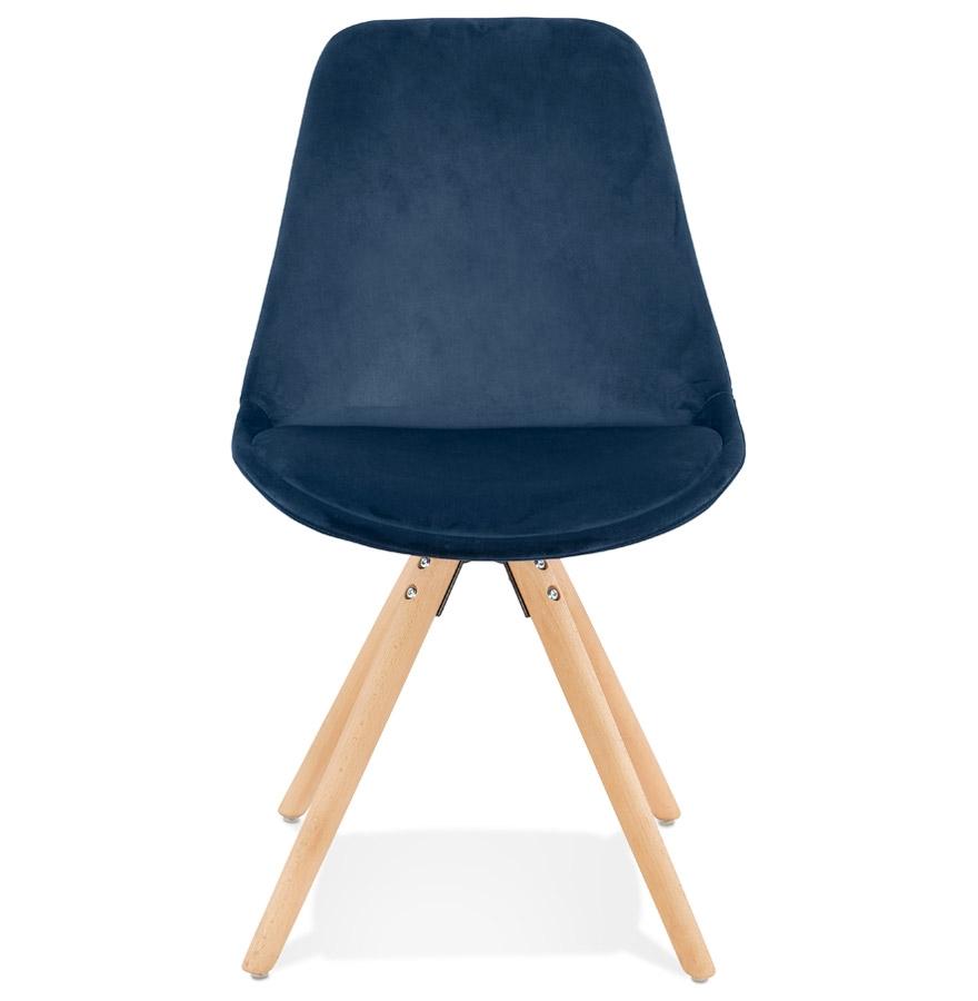 Kokoon Design Vintage 'RICKY' Chair In Blue Velvet And Natural Wood Legs