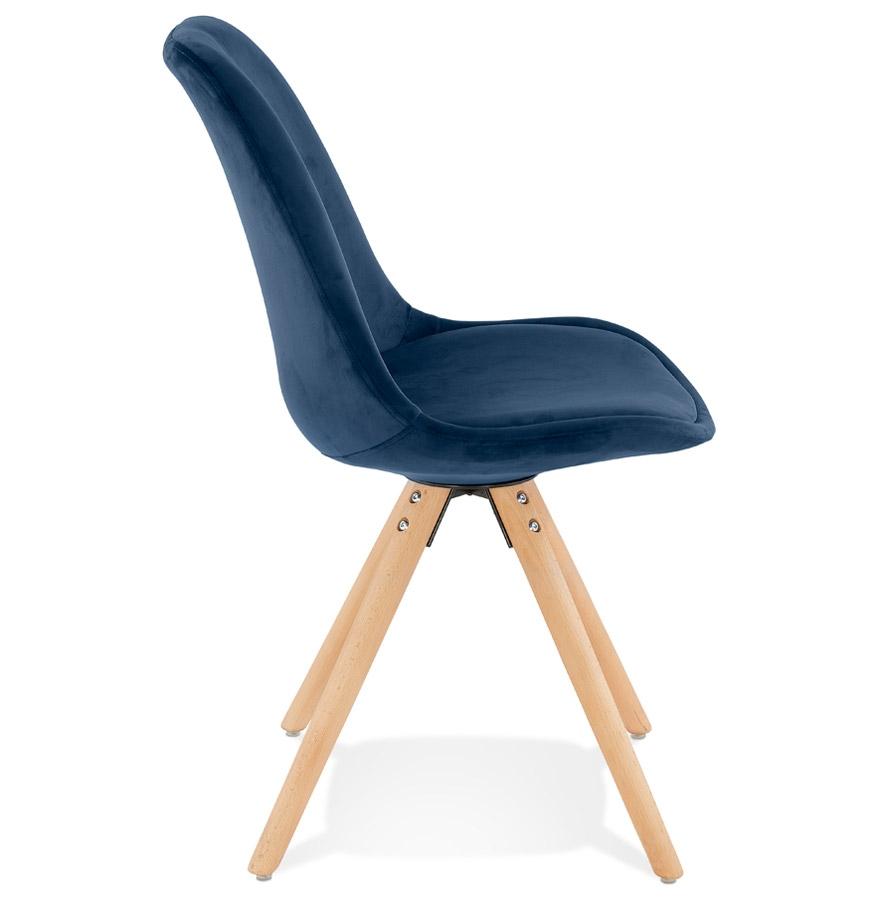 Kokoon Design Vintage 'RICKY' Chair In Blue Velvet And Natural Wood Legs