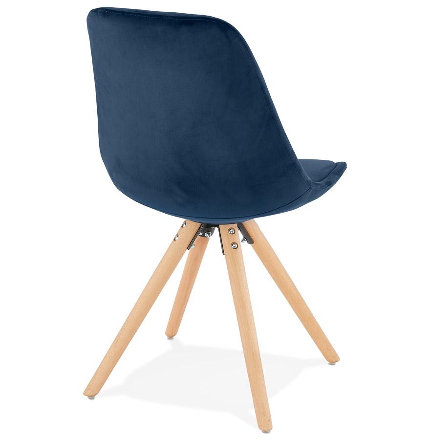 Kokoon Design Vintage 'RICKY' Chair In Blue Velvet And Natural Wood Legs