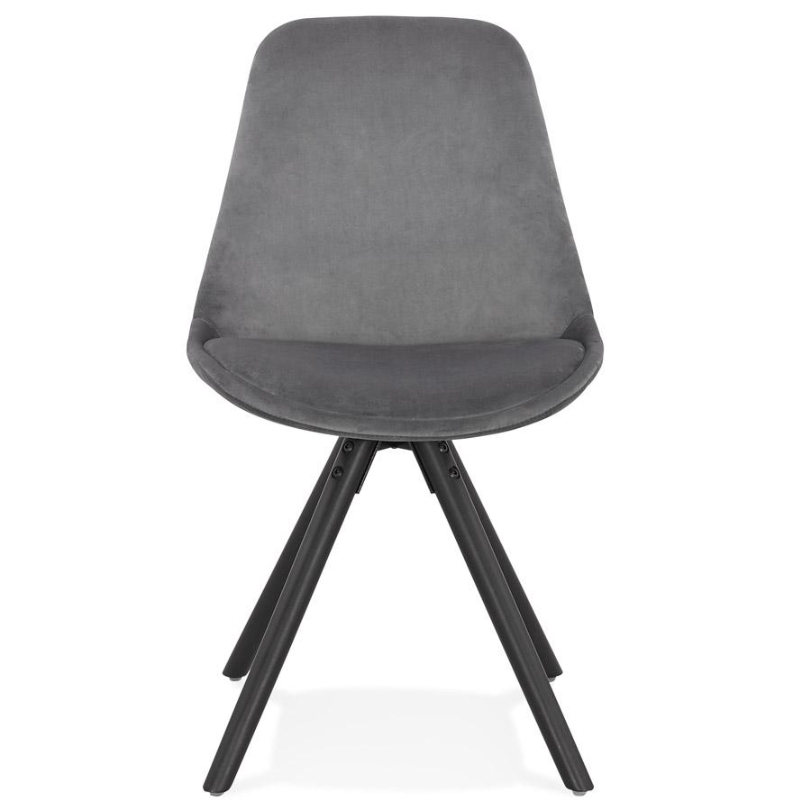 Kokoon Design Vintage 'RICKY' Chair In Gray Velvet And Black Wooden Legs
