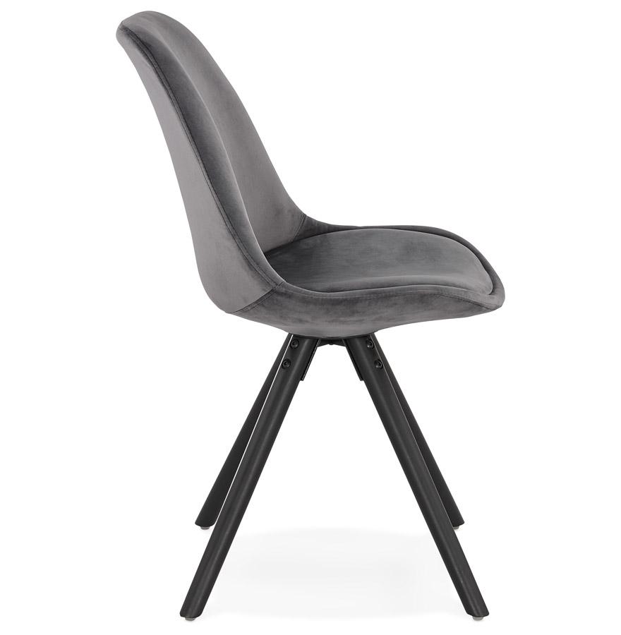 Kokoon Design Vintage 'RICKY' Chair In Gray Velvet And Black Wooden Legs