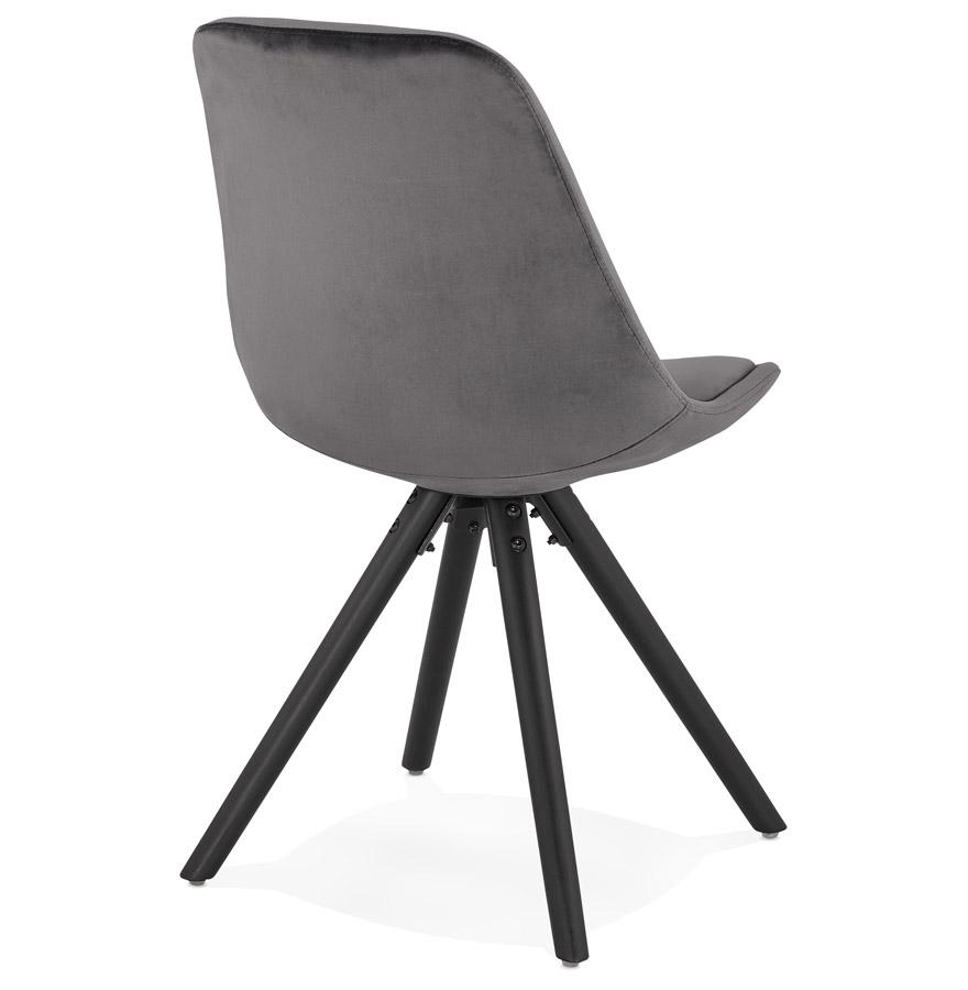 Kokoon Design Vintage 'RICKY' Chair In Gray Velvet And Black Wooden Legs