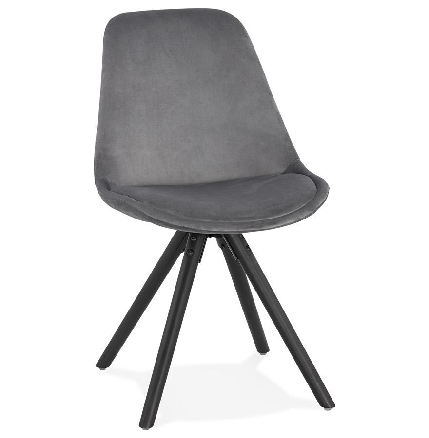 kokoon design Vintage 'RICKY' chair in gray velvet and black wooden legs