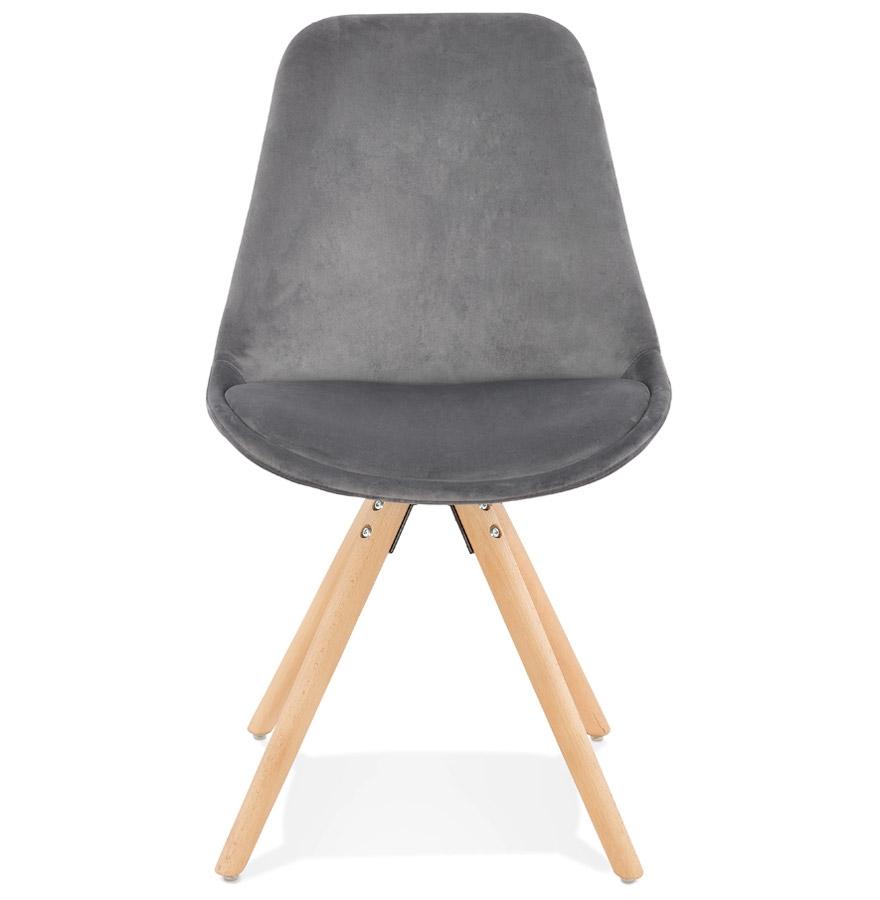 Kokoon Design Vintage 'RICKY' Chair In Gray Velvet And Natural Wood Legs