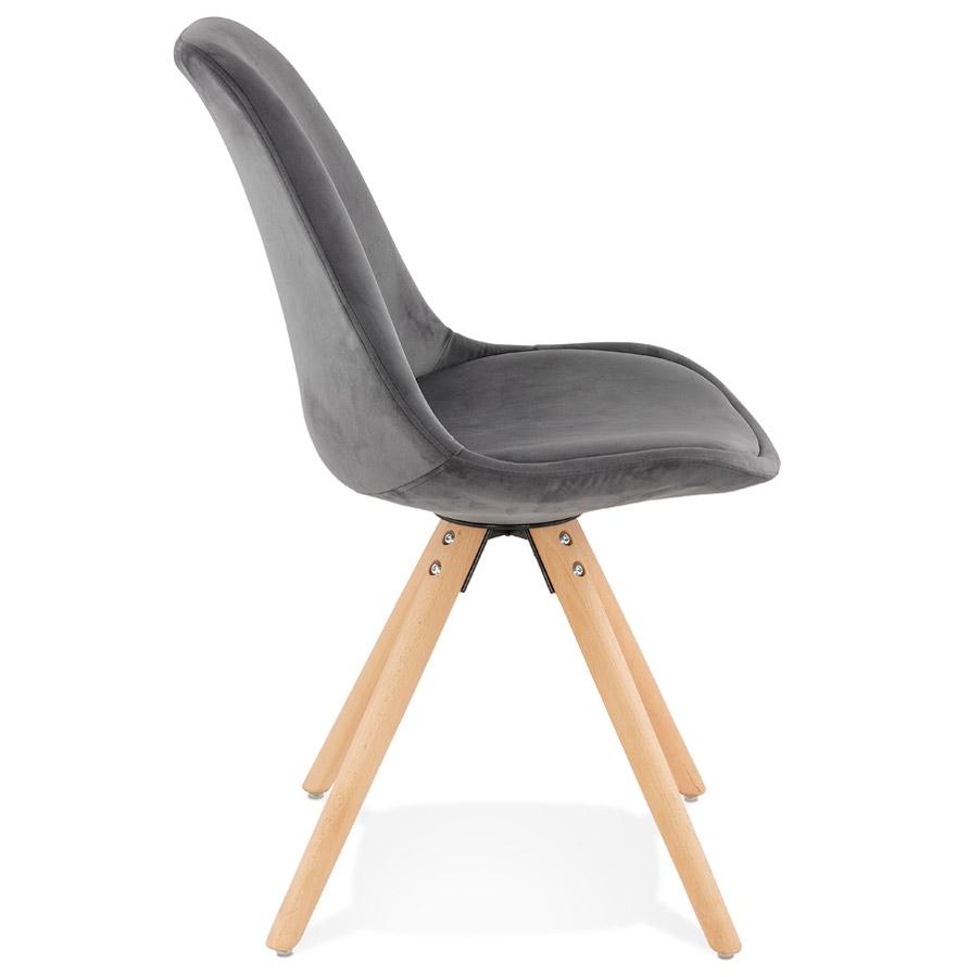 Kokoon Design Vintage 'RICKY' Chair In Gray Velvet And Natural Wood Legs