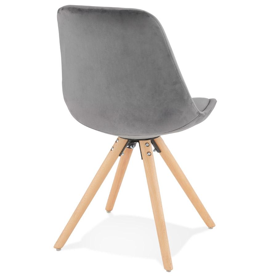 Kokoon Design Vintage 'RICKY' Chair In Gray Velvet And Natural Wood Legs