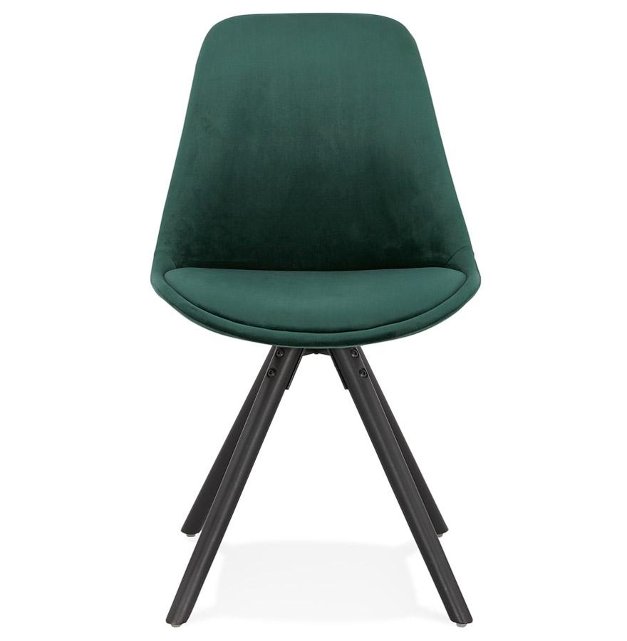 Kokoon Design Vintage 'RICKY' Chair In Green Velvet And Black Wooden Legs