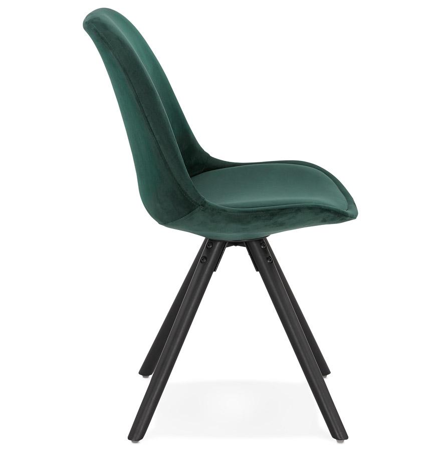 Kokoon Design Vintage 'RICKY' Chair In Green Velvet And Black Wooden Legs