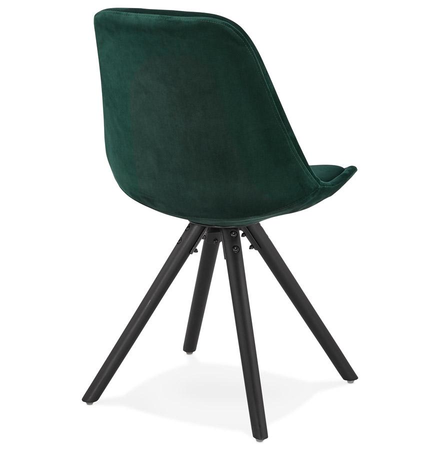 Kokoon Design Vintage 'RICKY' Chair In Green Velvet And Black Wooden Legs
