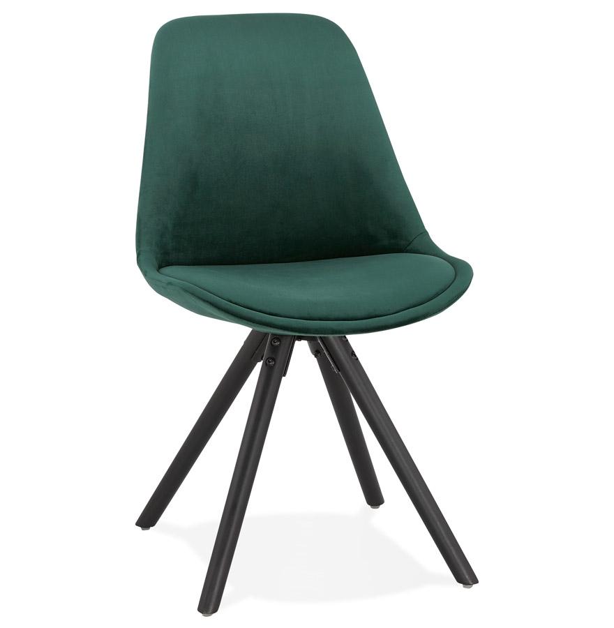 kokoon design Vintage 'RICKY' chair in green velvet and black wooden legs