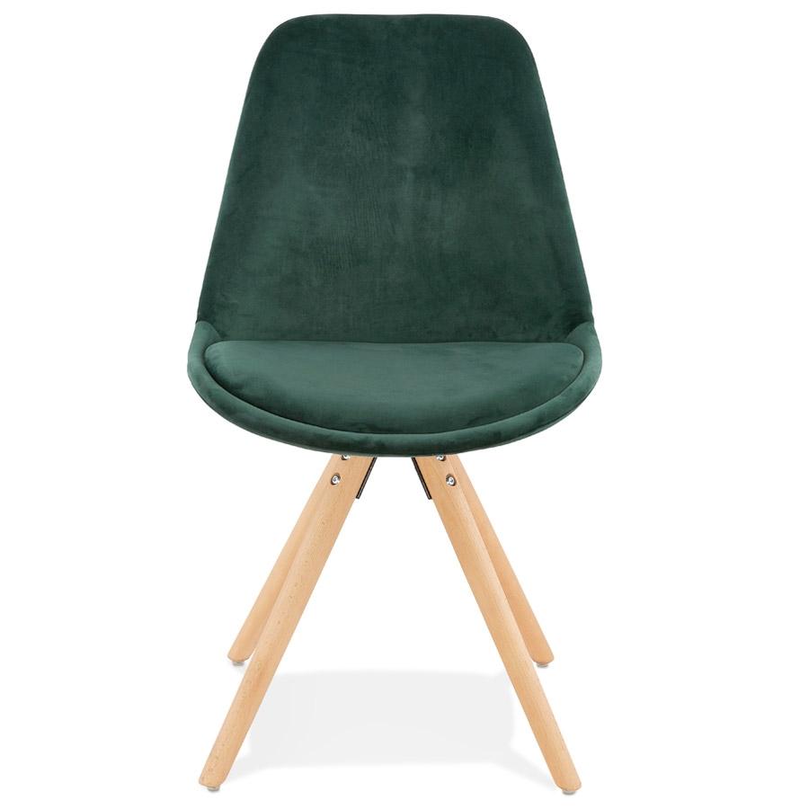 Kokoon Design Vintage 'RICKY' Chair In Green Velvet And Natural Wood Legs