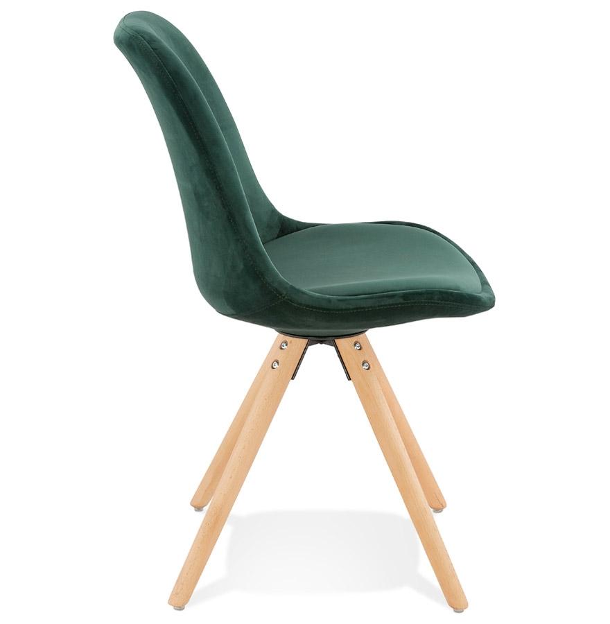 Kokoon Design Vintage 'RICKY' Chair In Green Velvet And Natural Wood Legs
