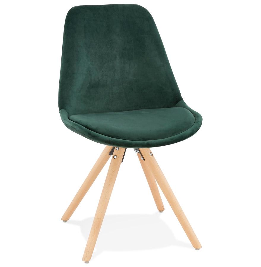 kokoon design Vintage 'RICKY' chair in green velvet and natural wood legs