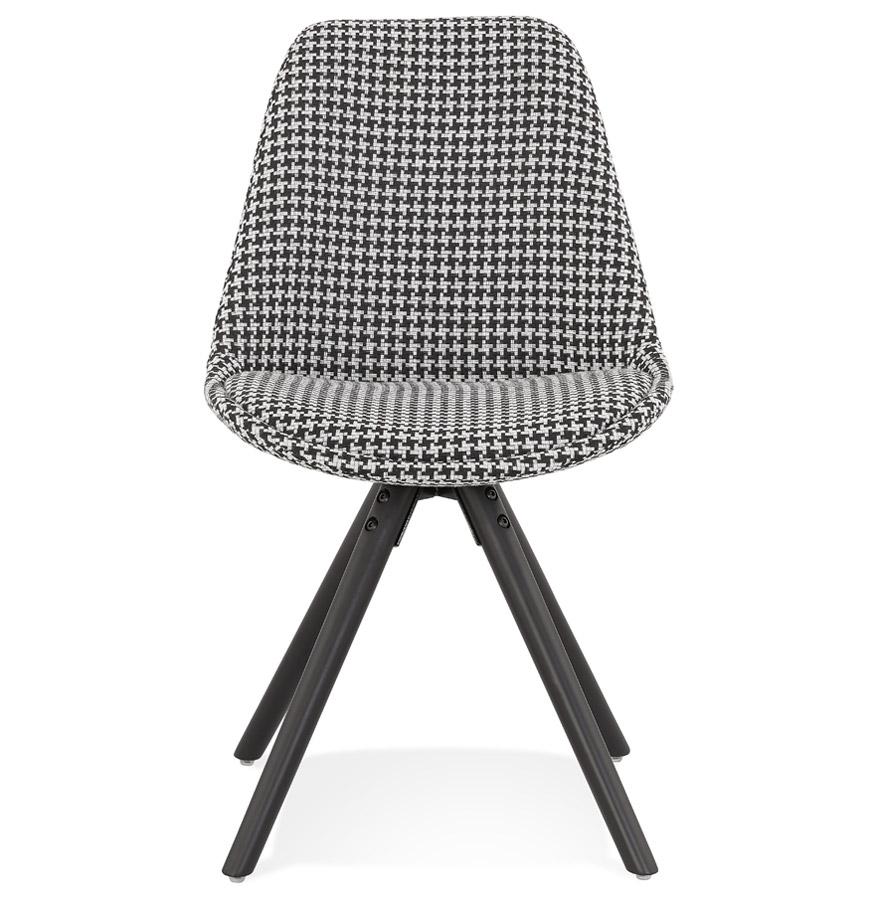 Kokoon Design Vintage 'RICKY' Chair In Houndstooth Fabric And Black Wooden Legs