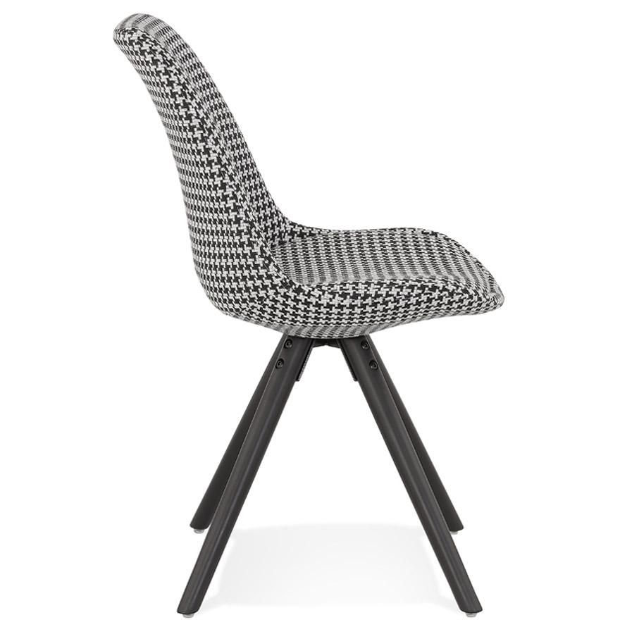Kokoon Design Vintage 'RICKY' Chair In Houndstooth Fabric And Black Wooden Legs