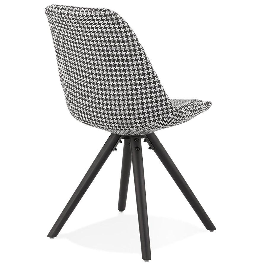 Kokoon Design Vintage 'RICKY' Chair In Houndstooth Fabric And Black Wooden Legs