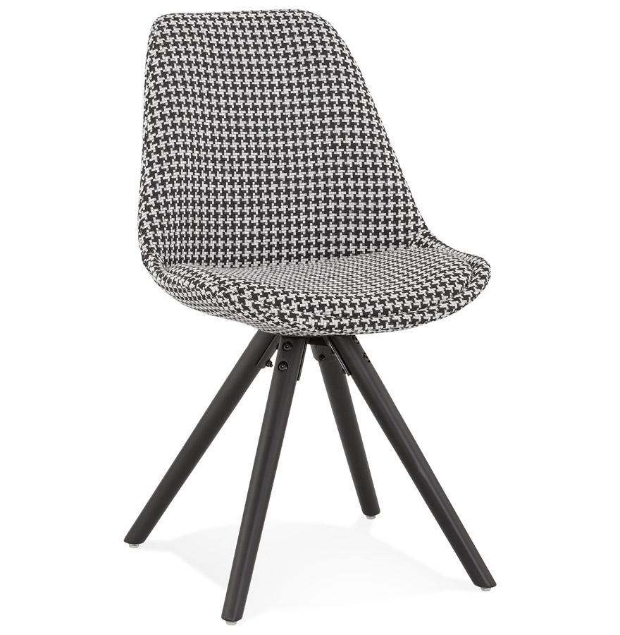 kokoon design Vintage 'RICKY' chair in houndstooth fabric and black wooden legs