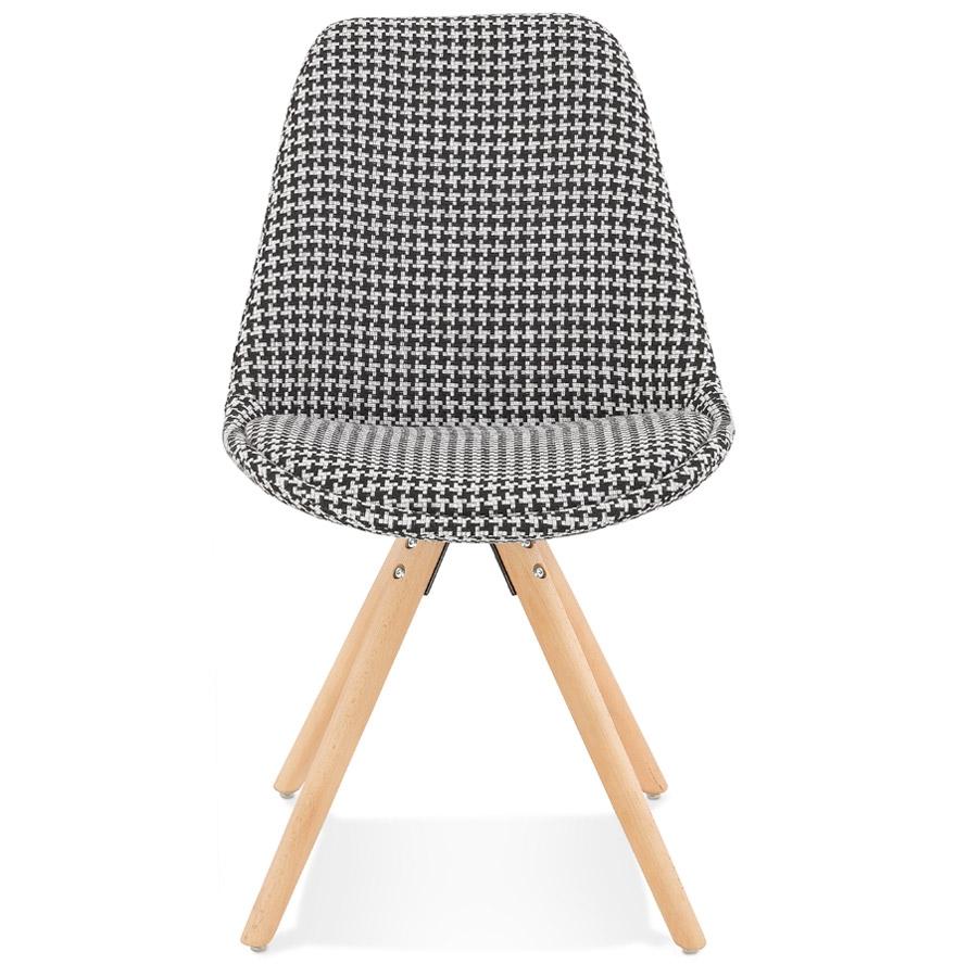 Kokoon Design Vintage 'RICKY' Chair In Houndstooth Fabric And Natural Wood Legs
