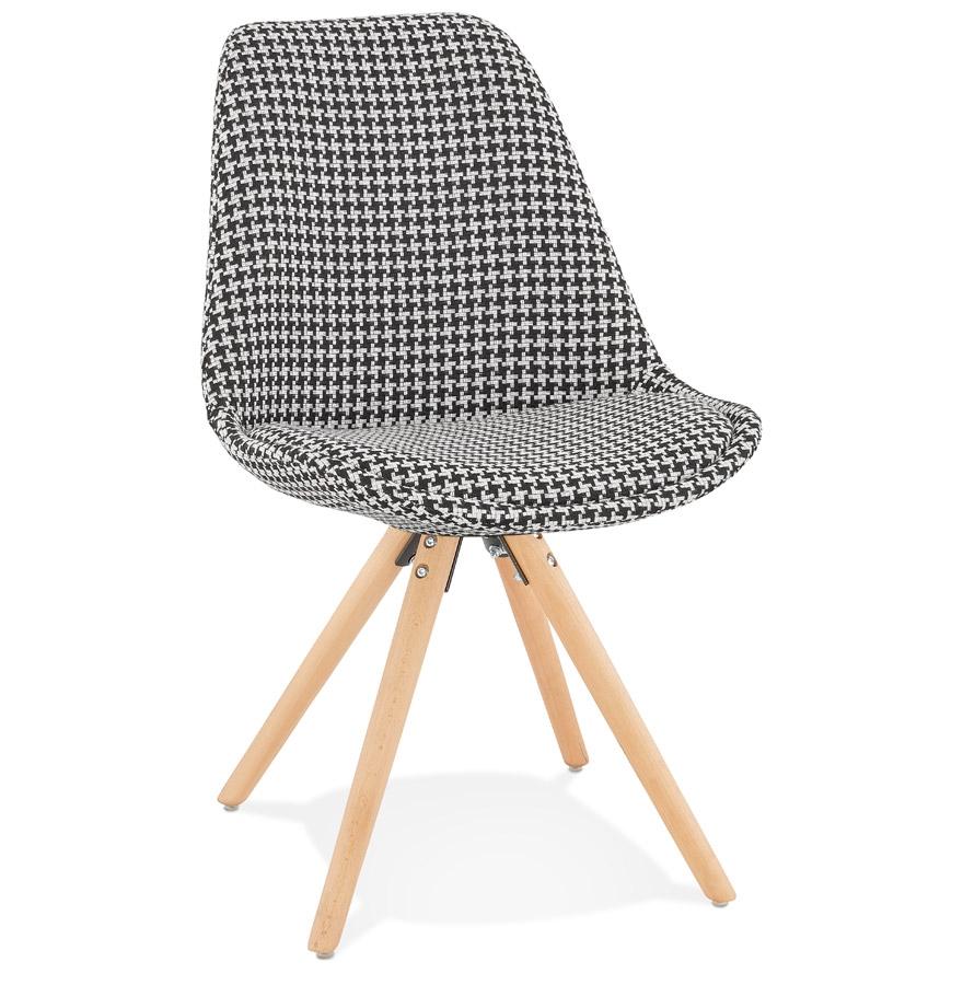 kokoon design Vintage 'RICKY' chair in houndstooth fabric and natural wood legs