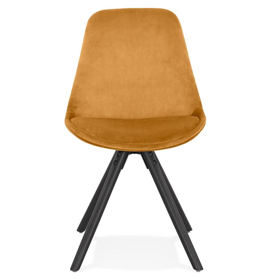 Kokoon Design Vintage 'RICKY' Chair In Mustard Velvet And Black Wooden Legs
