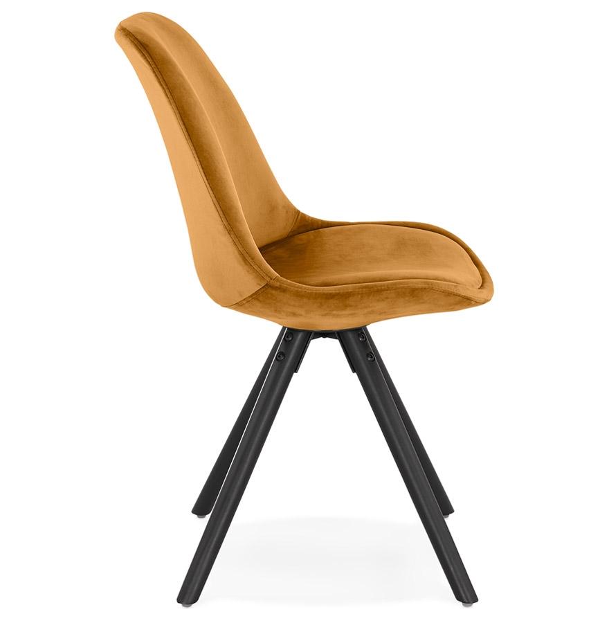 Kokoon Design Vintage 'RICKY' Chair In Mustard Velvet And Black Wooden Legs