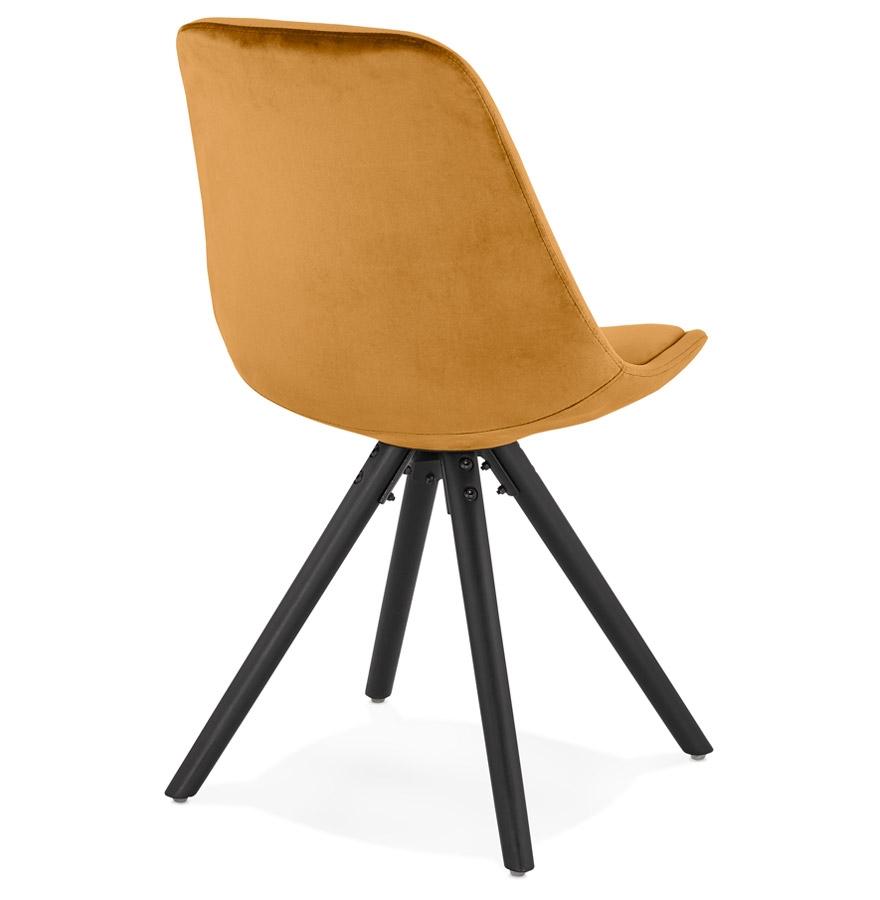 Kokoon Design Vintage 'RICKY' Chair In Mustard Velvet And Black Wooden Legs