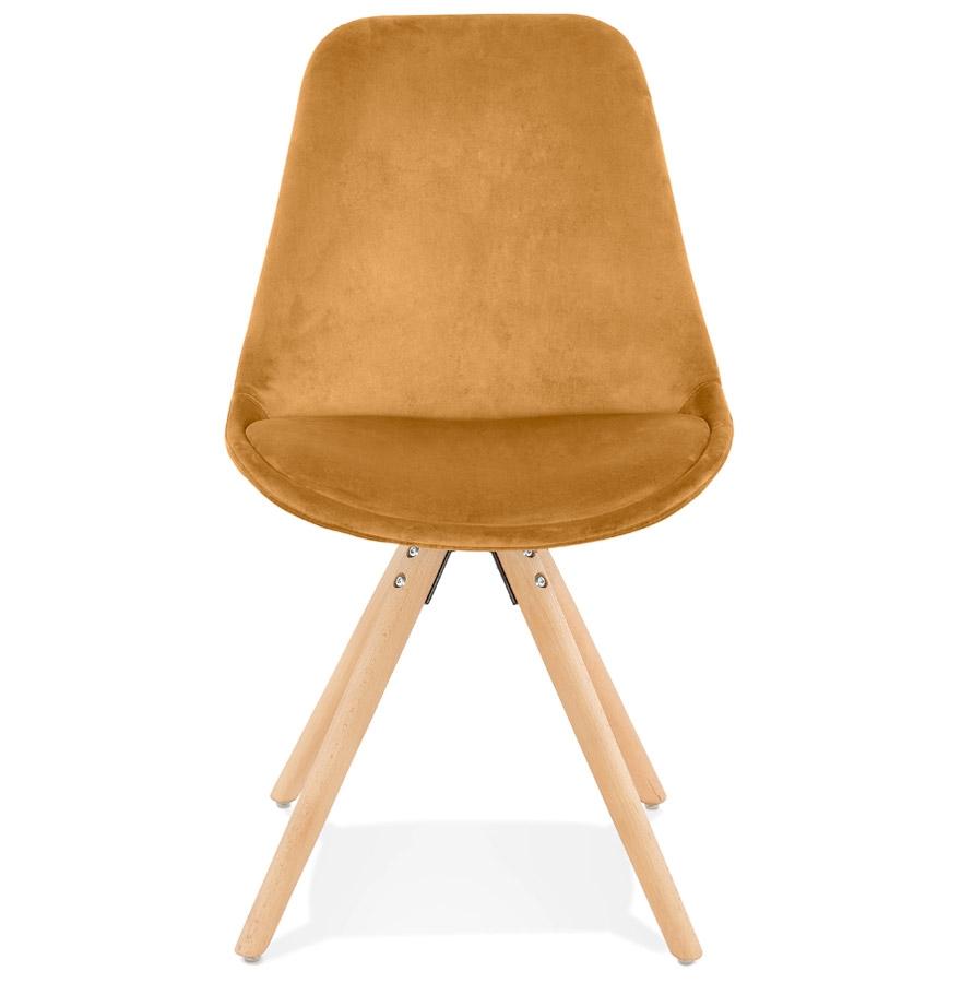 Kokoon Design Vintage 'RICKY' Chair In Mustard Velvet And Natural Wood Legs
