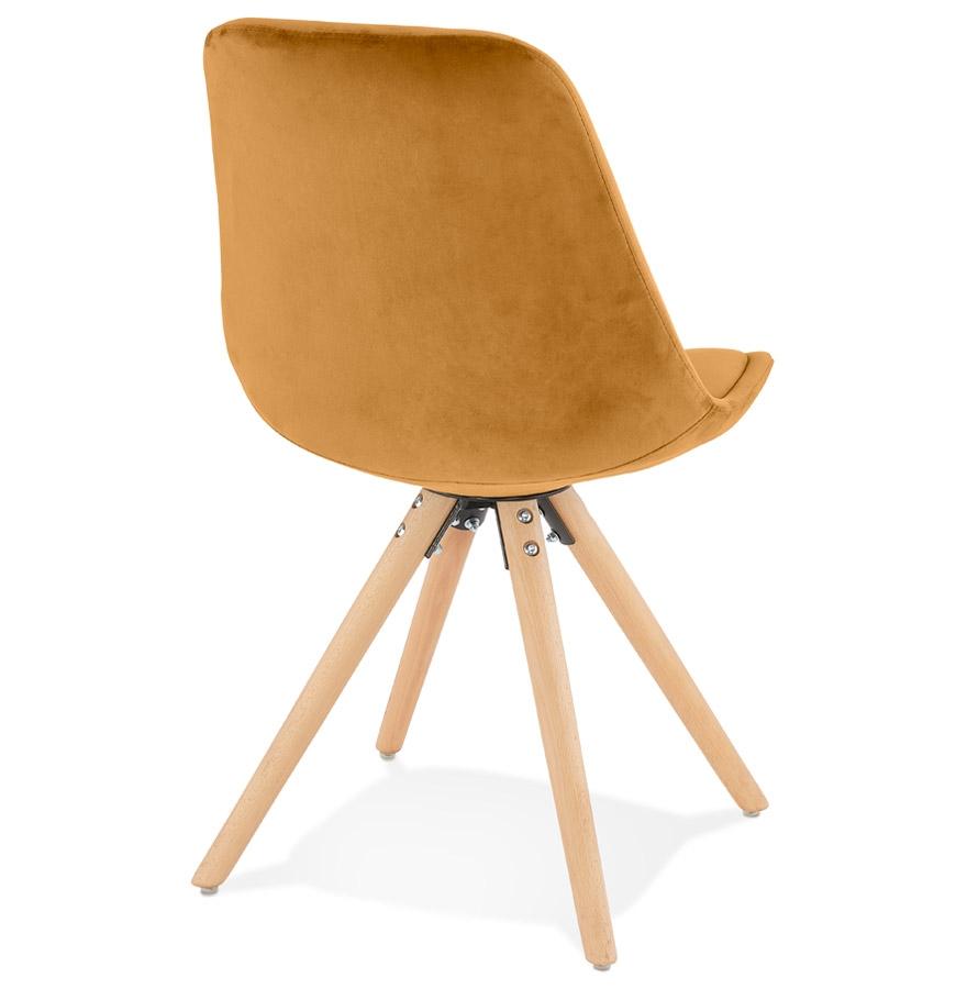 Kokoon Design Vintage 'RICKY' Chair In Mustard Velvet And Natural Wood Legs