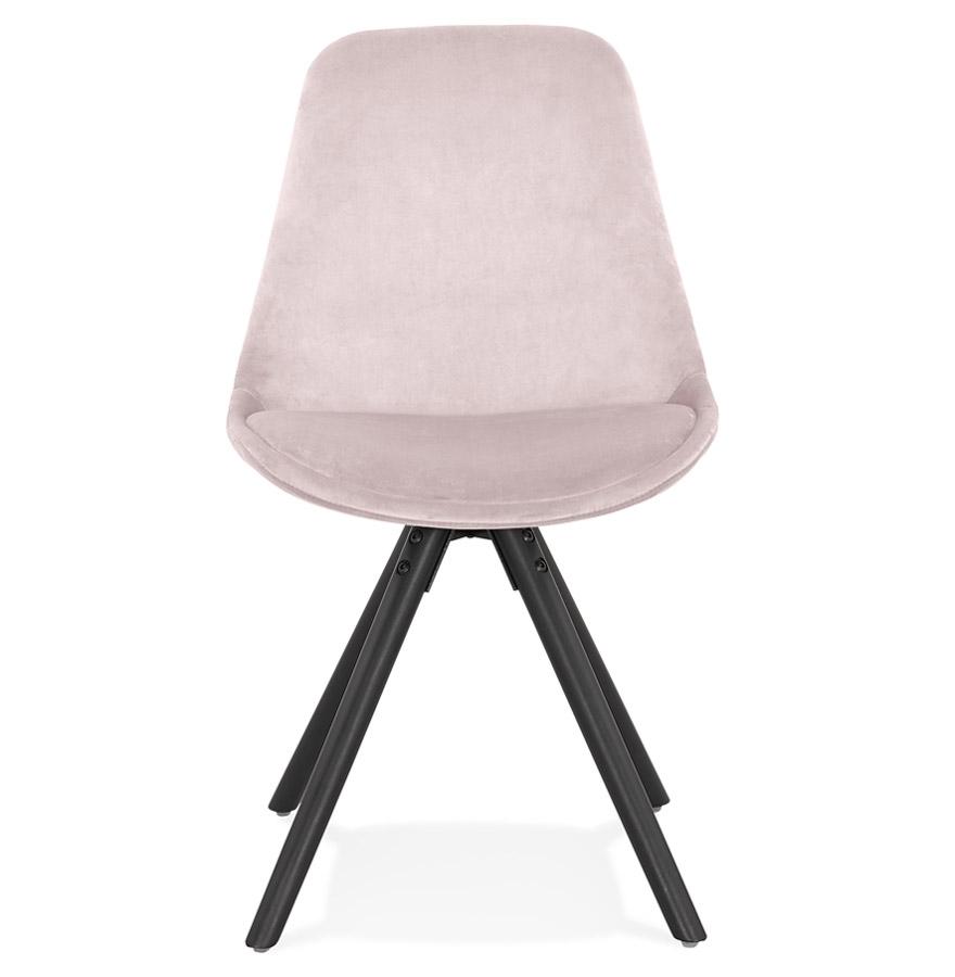 Kokoon Design Vintage 'RICKY' Chair In Pink Velvet And Black Wooden Legs