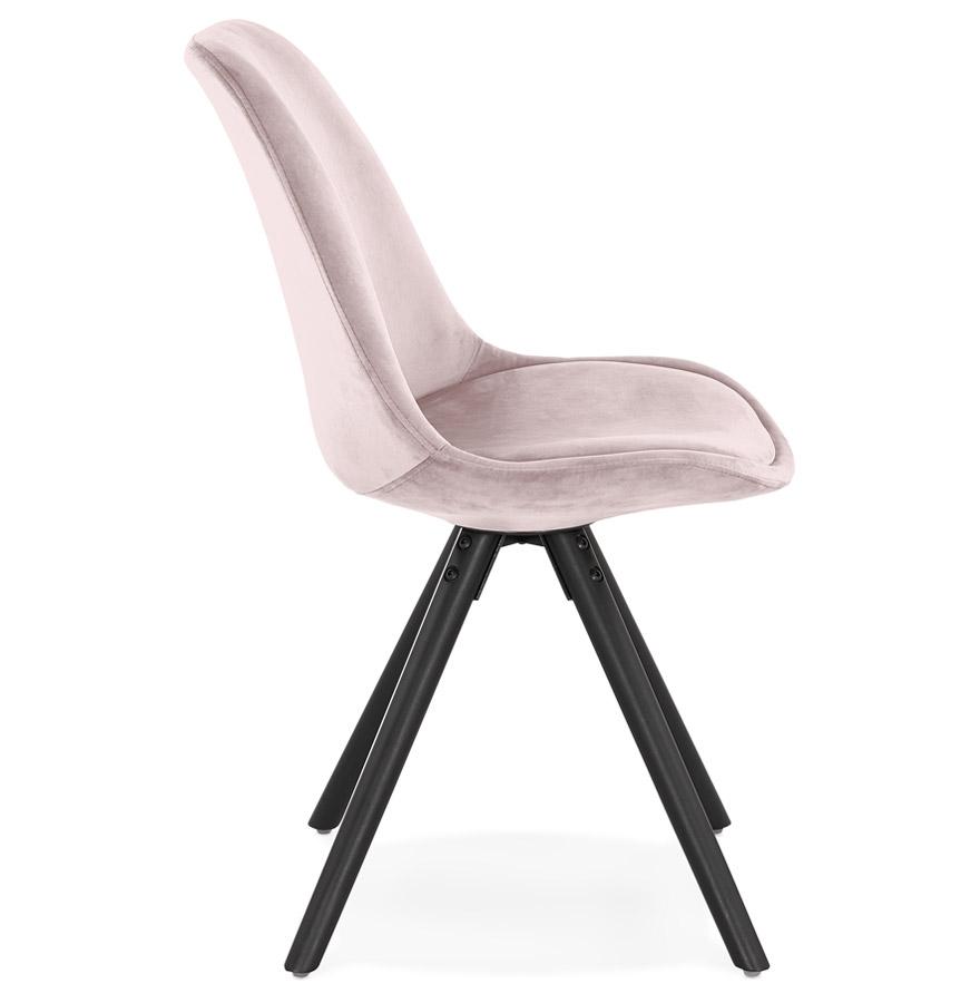 Kokoon Design Vintage 'RICKY' Chair In Pink Velvet And Black Wooden Legs