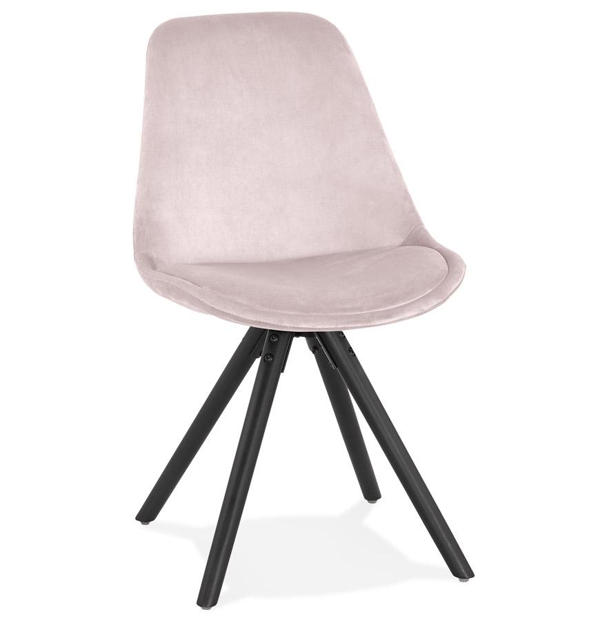 kokoon design Vintage 'RICKY' chair in pink velvet and black wooden legs