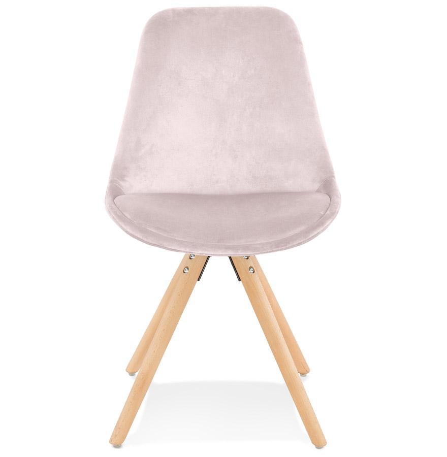 Kokoon Design Vintage 'RICKY' Chair In Pink Velvet And Natural Wood Legs