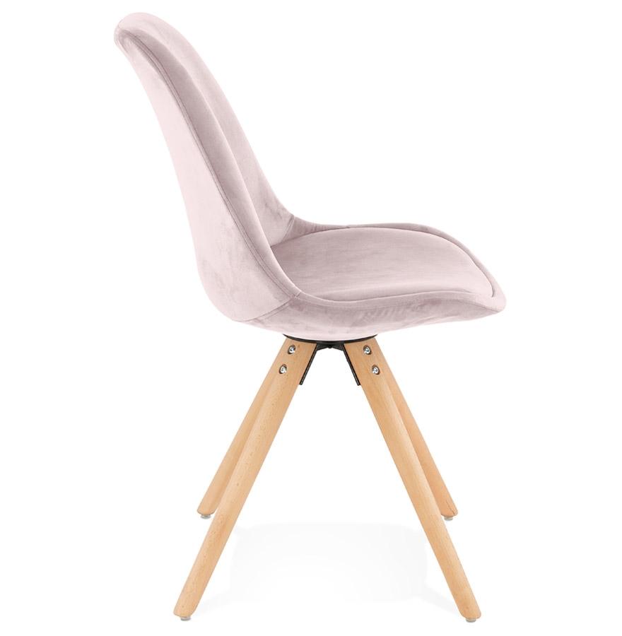 Kokoon Design Vintage 'RICKY' Chair In Pink Velvet And Natural Wood Legs